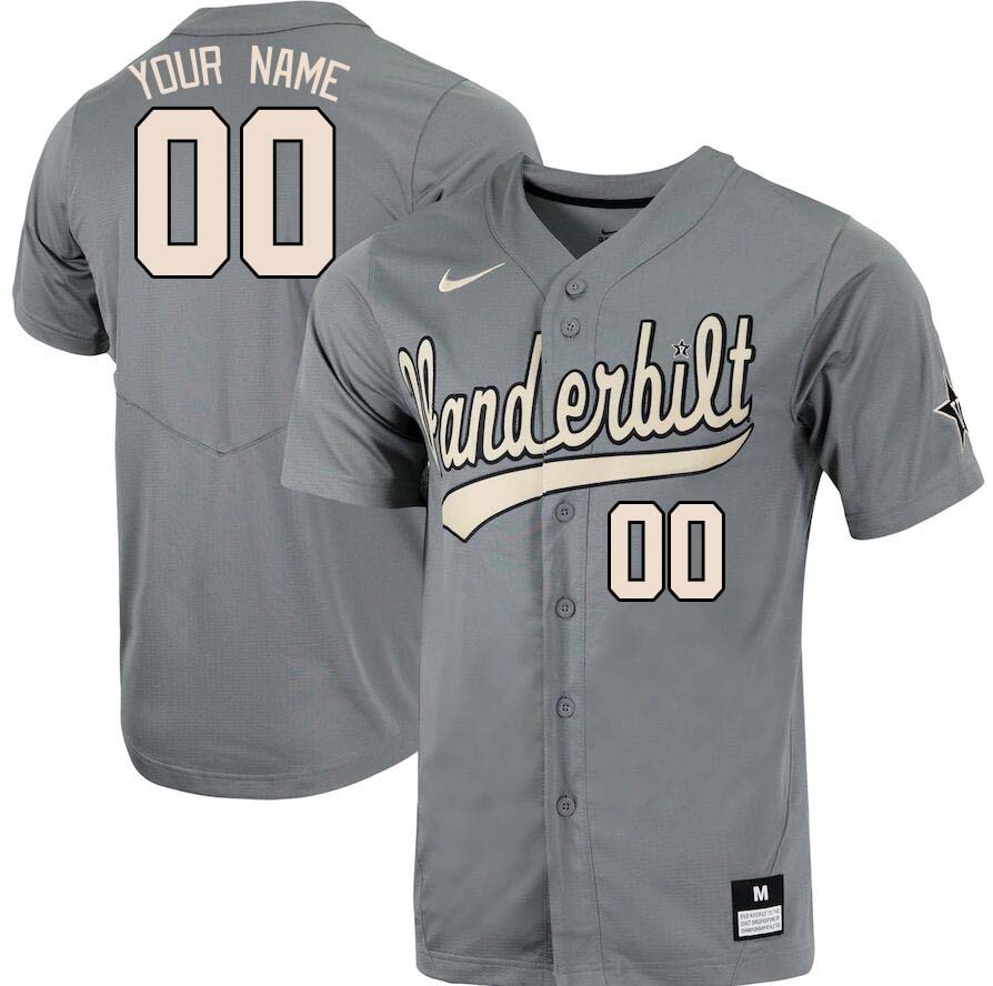 Custom Vanderbilt Commodores Name And Number College Baseball Jerseys Stitched-Gray